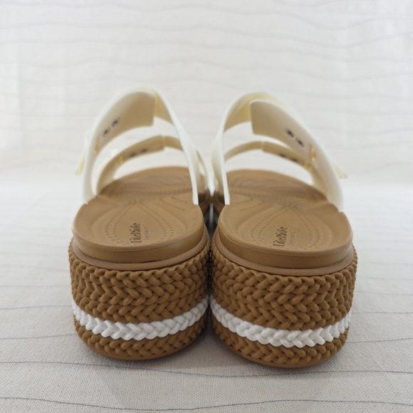 Crocs Womens Brooklyn Woven Buckle Chalk White Platform Sandals Shoes Size 9 - Picture 5 of 12